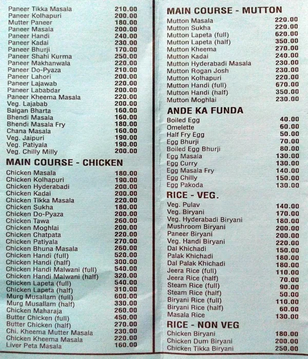 Machali menu 