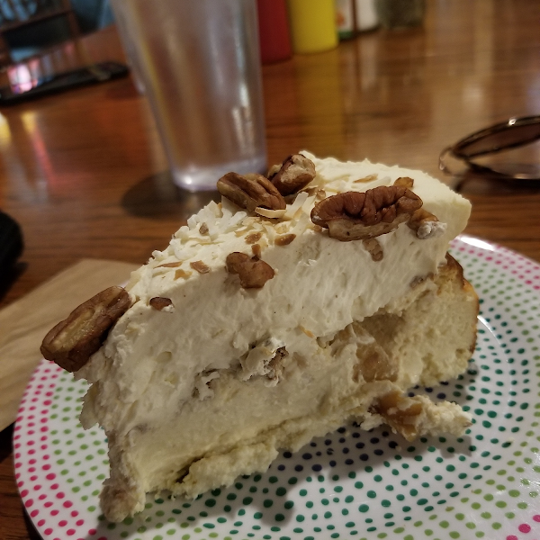 Gluten free peach coconut pecan cheesecake