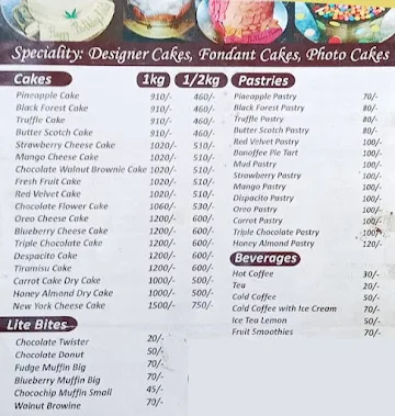 Avon Pastry Shop menu 