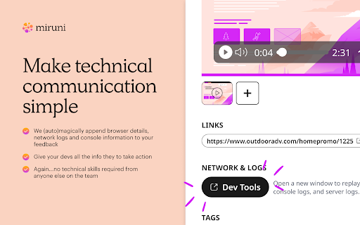 miruni Make technical communication simple (auto)magically browser details, NETWORK 