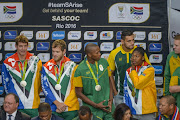 South African olympic medalists during the Rio 2016 Olympics Games Team South Africa welcoming ceremony at O.R Tambo International Airport on August 23, 2016 in Johannesburg, South Africa. 