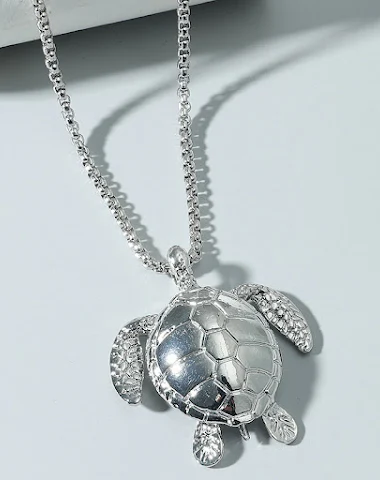 Silver Sea Turtle Men Necklace - 3