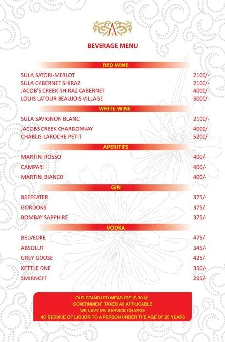 Breeze - Atrio Hotels & Resorts menu 