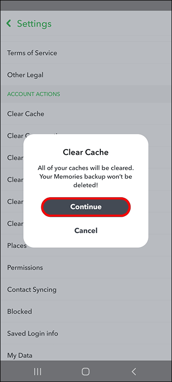 Clearing Snapchat Cache on an Android