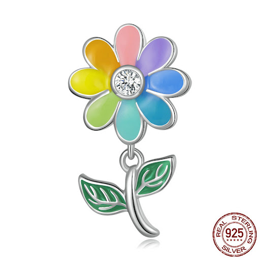 Title 4, Colorful SUNFLOWER Sterling Silver S925 Beaded ...
