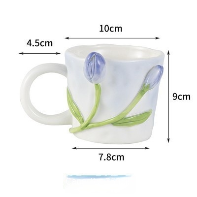 Title 3, Girl Tulip Heart Hand Painted Ceramic Mug. Enjo...