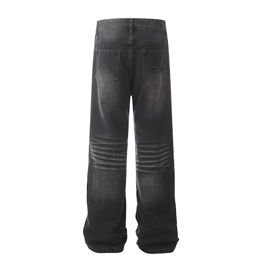 Title 8, Washed Black Straight Jeans For Men. Comfortabl...