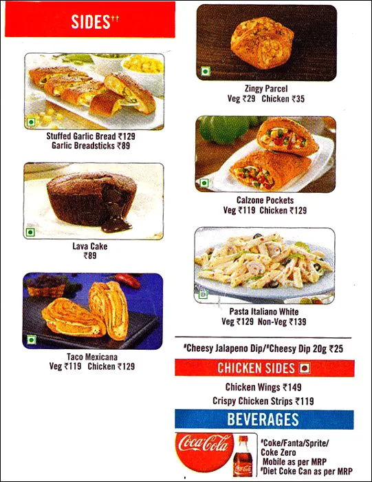 Domino's Pizza menu 