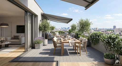 Buy this luxury apartment / penthouse in Saint-Cloud (92210) - Neighborhood Coteaux - Terrace with outdoor furniture and city view