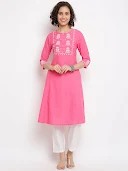 Block Floral Pink Kurta