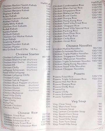 Food Villa menu 