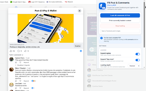 FB Post & Comments Print to PDF screenshot 1