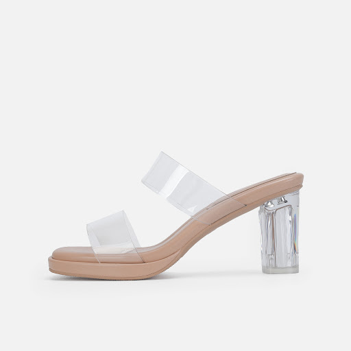 Title 9, Womens ankle-strap high heel sandals with tran...