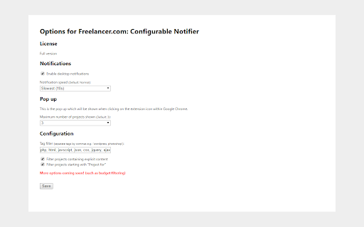 Freelancer.com: Configurable Notifier