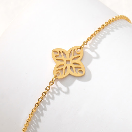 Title 2, Womens Hollow Four-Leaf Clover Stainless Steel...