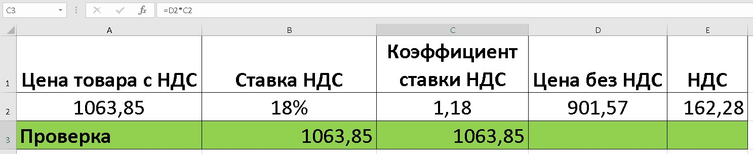 результат проверки НДС в excel