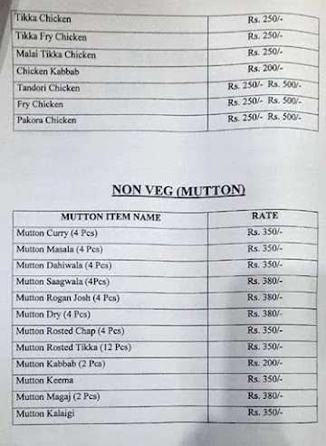 Hotel Labh Mahal menu 