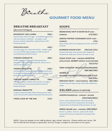 Breathe - Air Lounge & Cafe menu 