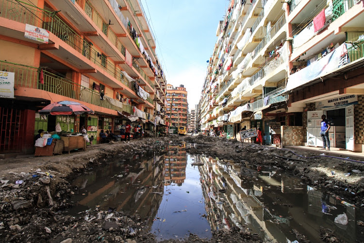 Stagnant water in Pipeline Estate in Nairobi on November 1, 2022.