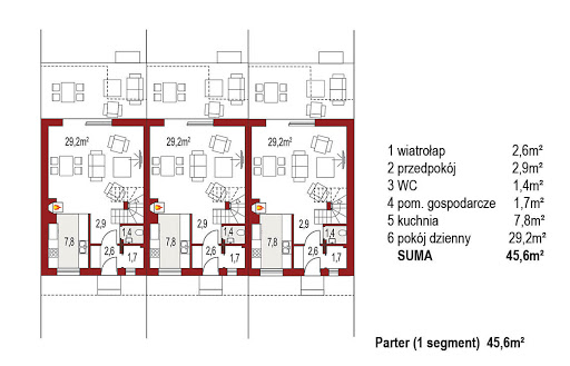 Katrina 3 segmenty - Rzut parteru