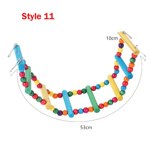 Bird Toys Set Swing Chewing Training Toys Small Parrot Hanging Hammock Parrot Cage Bell Perch Toys with Ladder Pet Suppl