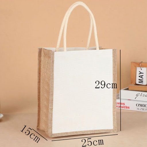 Title 5, Burlap Hand Painted Canvas Linen Tote Bag