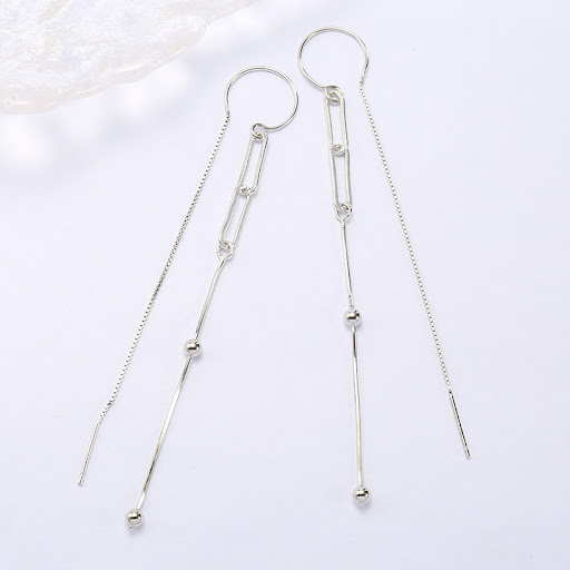 Title 5, Pure Silver Earrings S925 Hip-hop Chain Silver ...