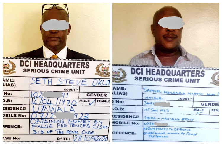 Suspects arrested by DCI sleuths for obtaining over Sh21 million from a Niger national.