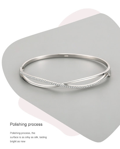 Title 4, S925 Sterling Silver Cross Diamond Opening Brac...