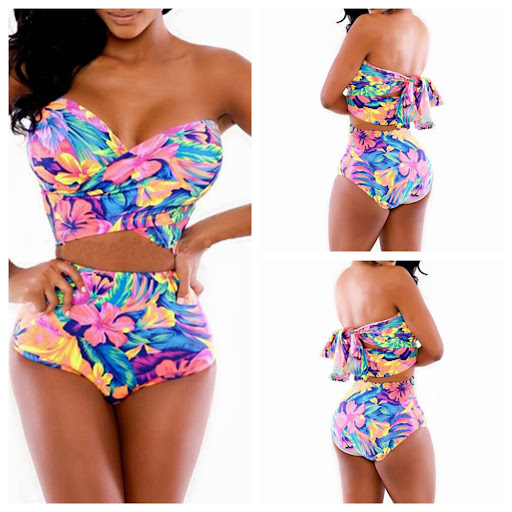 Title 2, Colorful and beautiful printed two-piece swimsu...