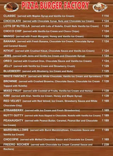 Pizza Burger Factory menu 