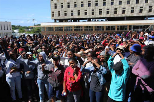 University of fort Hare students outside their East London campus Picture: SINO MAJANGAZA