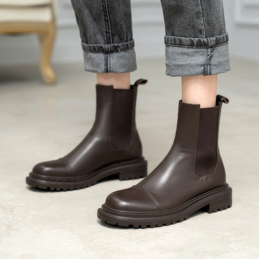 Title 7, Korean Style Simple Platform Martin Boots for w...