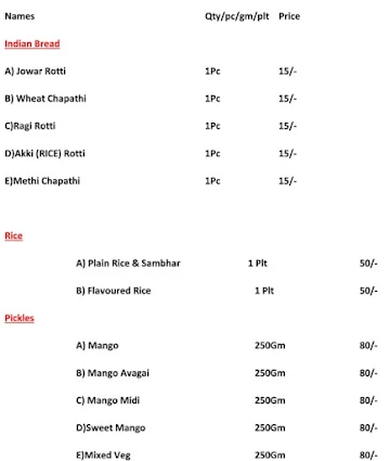 Rotti Mane menu 