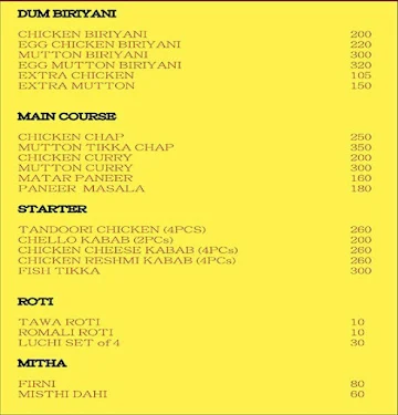 Bengal Biriyani House menu 
