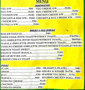 Angie's Cafe menu 