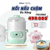 Nồi Nấu Cháo Chậm Gilux 1L Chính Hãng 6 Chức Năng, Nồi Nấu Chậm - Chưng Yến - Hấp - Tráng Miệng - Hầm - Giữ Ấm