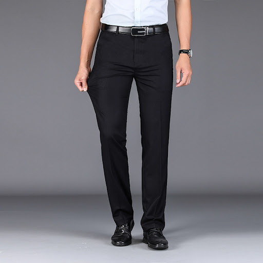 Title 4, Stretch Straight Leg Solid Color Casual Trouser...