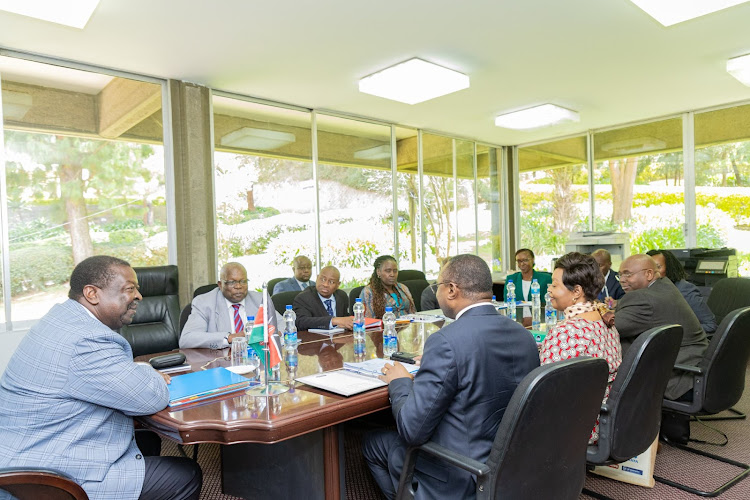 Prime Cabinet Secretary and Cabinet Secretary for Foreign and Diaspora Affairs Musalia Mudavadi chairs a meeting in Ethiopia ahead of the 22nd Extraordinary Session of the Executive Council of Foreign Affairs Ministers on March 14, 2024.