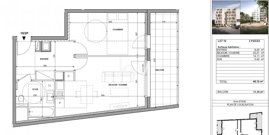 Vente appartement 2 pièces 48.12 m² à Haguenau (67500), 194 800 €