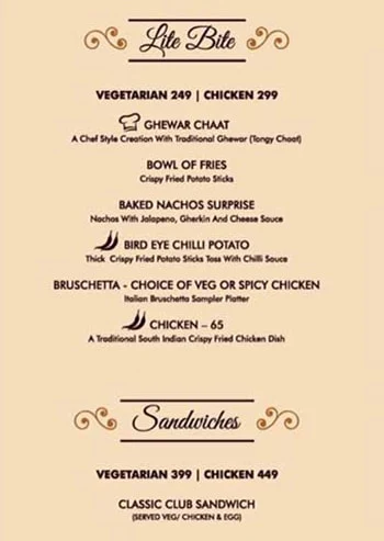 The Imperial Spice menu 