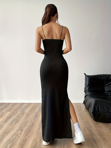 Title 6, Solid Color High Slit Slim Sleeveless Sling Dress
