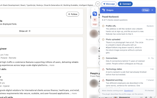 Dnipro: Profile Checker for LinkedIn screenshot 1