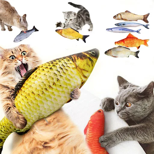 Plush Cat Fish Toy Cat Scratcher Catnip Toy Interactive Simulation Fish Cat Mint Fidget Toys Stuffed Playing Toy For Cat