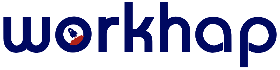 Workhap's horizontal blue logo