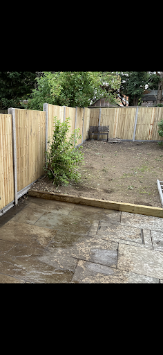 Closeboard panels with concrete slotted posts and concrete gravel boards 