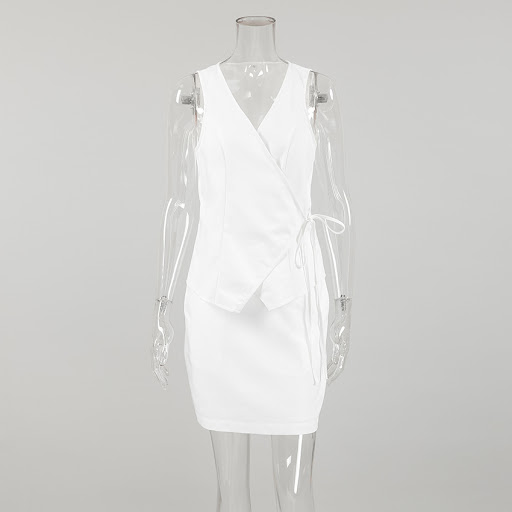 Title 8, Womens Commuter White Lace-up Vest Short Skirt...