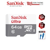 Thẻ Nhớ Microsdxc Sandisk Ultra 64Gb Upto 100Mb/S 533X Kèm Đèn Led Usb - 