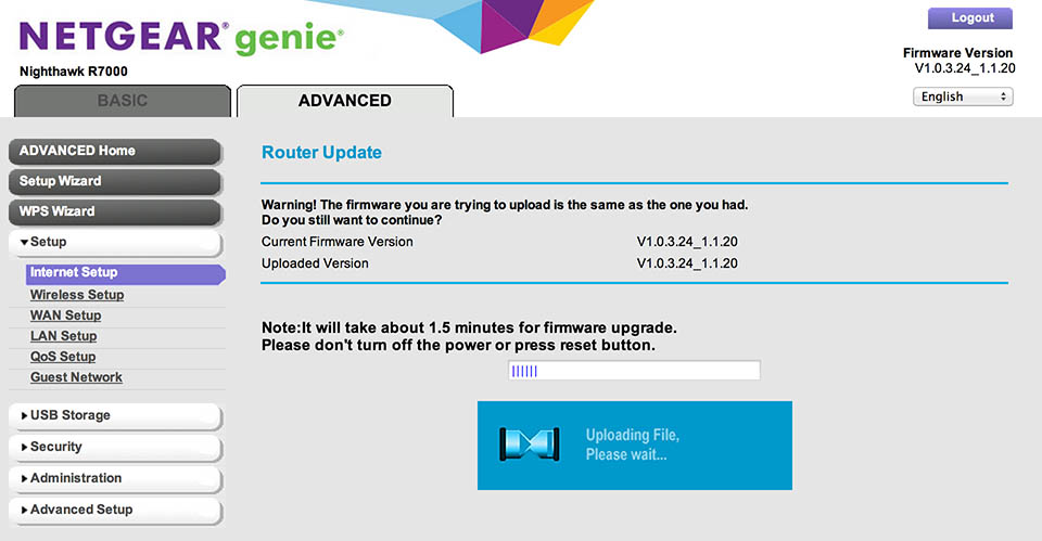 Netgear Genie advanced settings