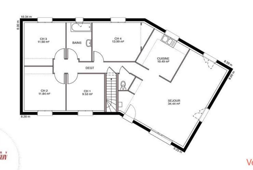  Vente Terrain + Maison - Terrain : 593m² - Maison : 92m² à Brioux-sur-Boutonne (79170) 